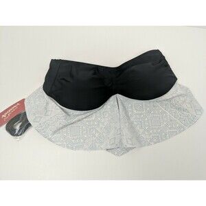 Arizona Jeans Co Flounce Bralette Swimwear Women's Size Medium Black & White NWT